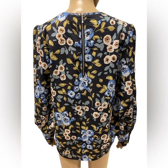 Tyler Boe Floral Long Sleeve Top - Black and Blue size XS - Picture 4 of 4